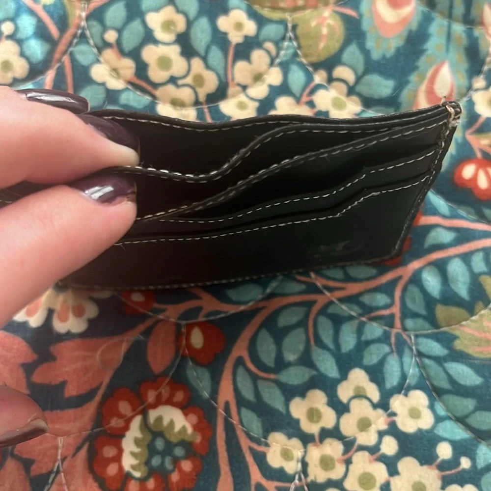 Vintage Christian Dior black leather card holder